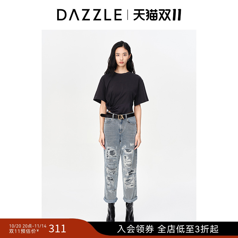 假破洞设计 显瘦裤型 做旧水洗