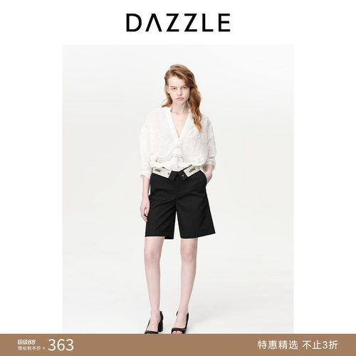 通勤DAZZLE地素翻腰设计休闲中裤