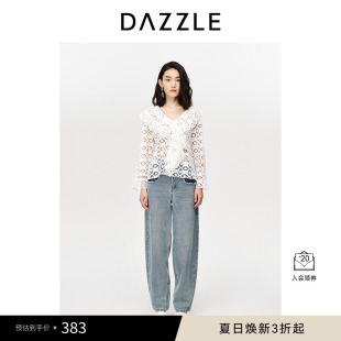 女2D3D5097B DAZZLE地素奥莱 时尚 花边领镂空设计长袖 衬衫
