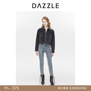 DAZZLE地素奥莱 短外套春秋女装木耳边感牛仔上衣