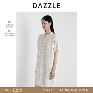 DAZZLE 地素奥莱毛衫连衣裙2025年夏季漂白色针织短袖连衣裙
