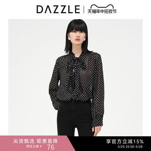 长袖 衬衫 气质小众波点系带领薄款 DAZZLE地素奥莱法式 上衣女