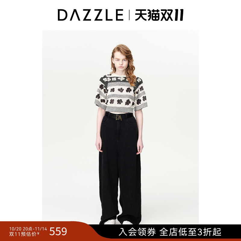 DAZZLE地素奥莱  毛针织衫春秋装提花毛衣女