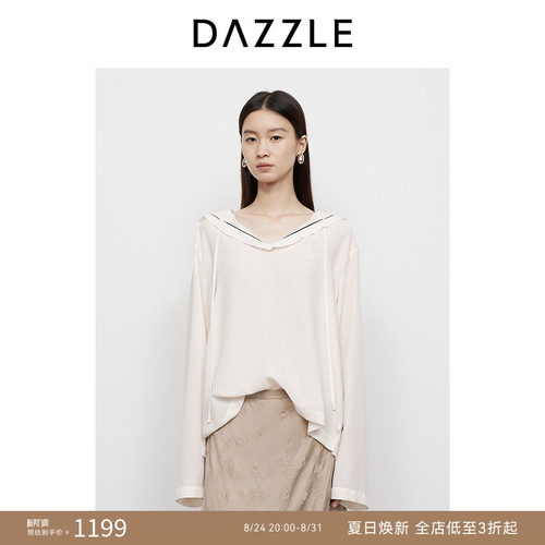 DAZZLE地素奥莱 毛衣25春时钟花海军领针织衫航海风