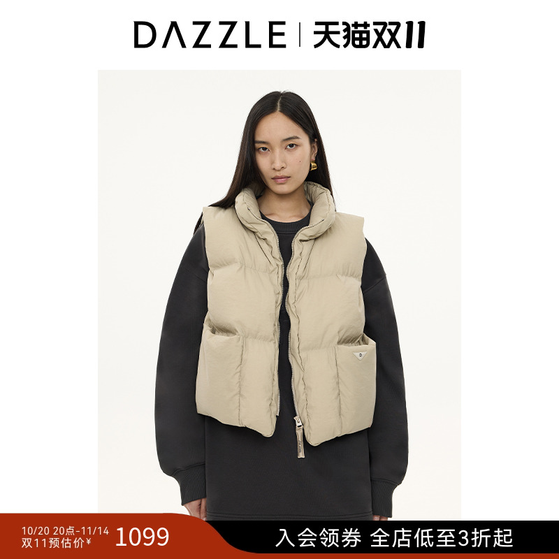DAZZLE地素奥莱 短款羽绒服女冬季无袖羽绒马甲女外穿外套