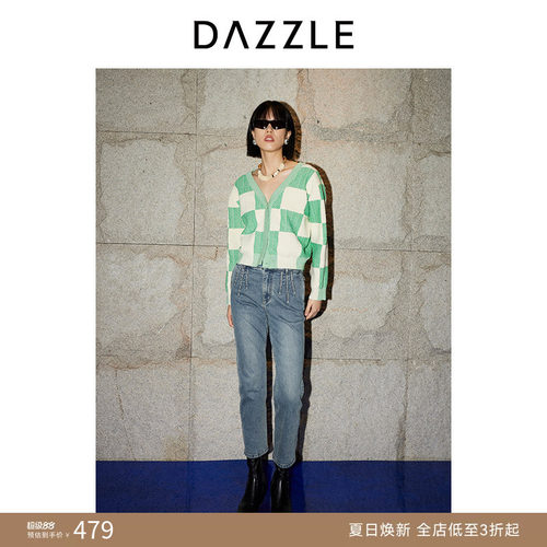 DAZZLE地素牛仔做旧水洗直筒裤