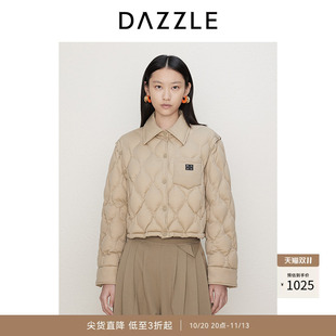 DAZZLE地素奥莱 羽绒服女秋季女装复古可拆卸短款夹克式外套