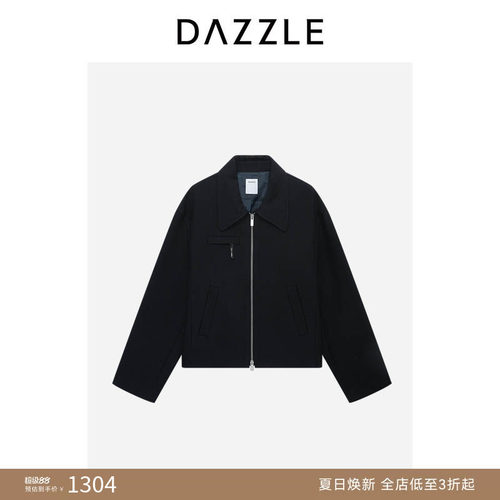 DAZZLE地素奥莱短外套黑色短夹克外套