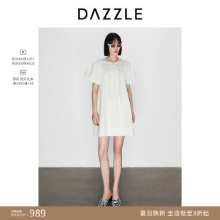 DAZZLE地素奥莱 连衣裙春夏度假法式镂空泡泡袖设计裙子女