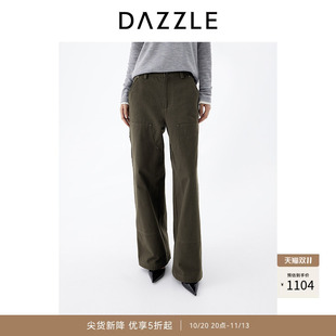DAZZLE 地素裤子女2026年春季新款全棉纯棉深绿色休闲裤