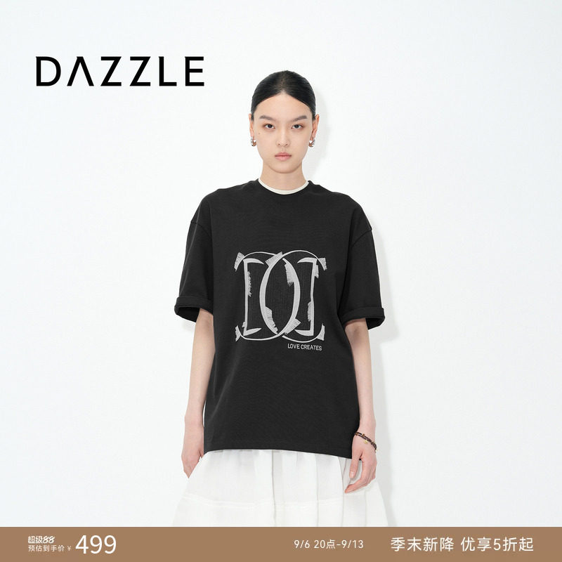 DAZZLE地素奥莱 25夏宽松T恤简单基础款短袖上衣女图片