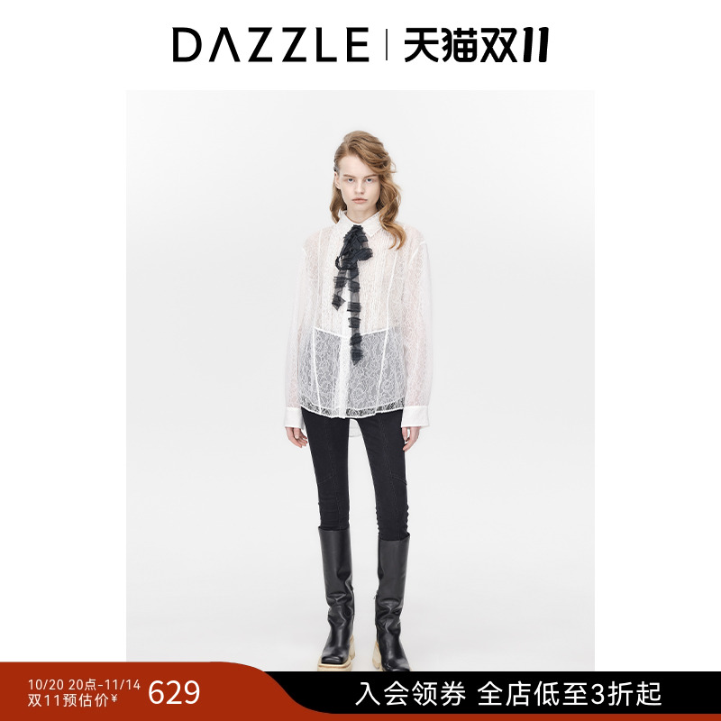DAZZLE通勤长袖地素蕾丝