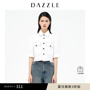 上衣女 DAZZLE地素奥莱 春夏法式 别致泡泡袖 白衬衫