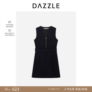 DAZZLE 地素奥莱连衣裙夏季深蓝色无袖连衣裙