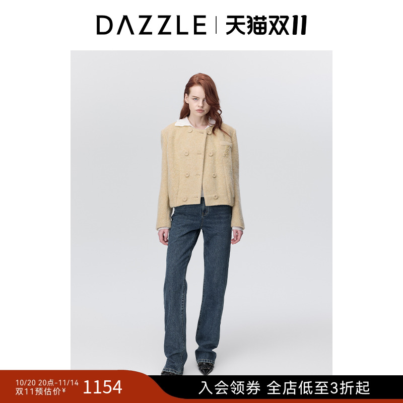 DAZZLE地素短款毛呢大衣