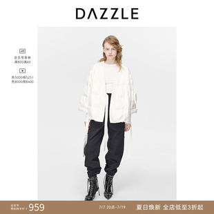 【奥莱】DAZZLE地素奥莱中式羽绒服女冬白色绑带设计短款外套