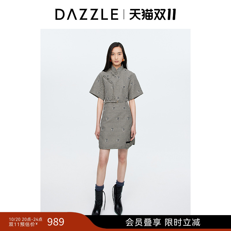 DAZZLE地素刺绣旗袍连衣裙
