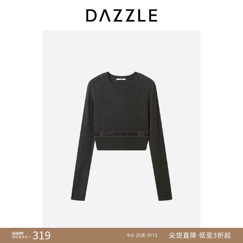 【奥莱专供】DAZZLE 地素奥莱内搭T恤深灰色长袖小上衣图片