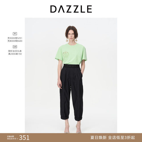 DAZZLE休闲纯棉绣花绿色地素