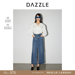 DAZZLE地素奥莱 半身裙春秋款女装水洗牛仔裙