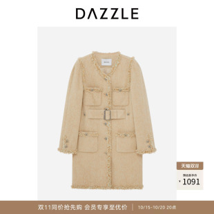 【奥莱】DAZZLE地素奥莱长大衣冬复古摩登扣长款毛呢外套女