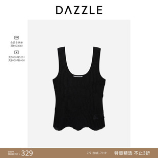 DAZZLE 地素奥莱毛衫无袖黑色针织背心