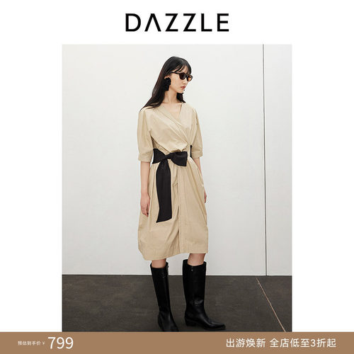 DAZZLE地素腰封衬衫连衣裙