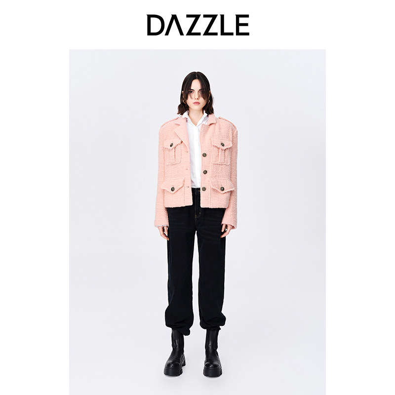 DAZZLE地素短款猎装风毛呢外套图片