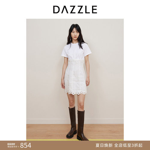 DAZZLE地素T恤拼接连衣裙