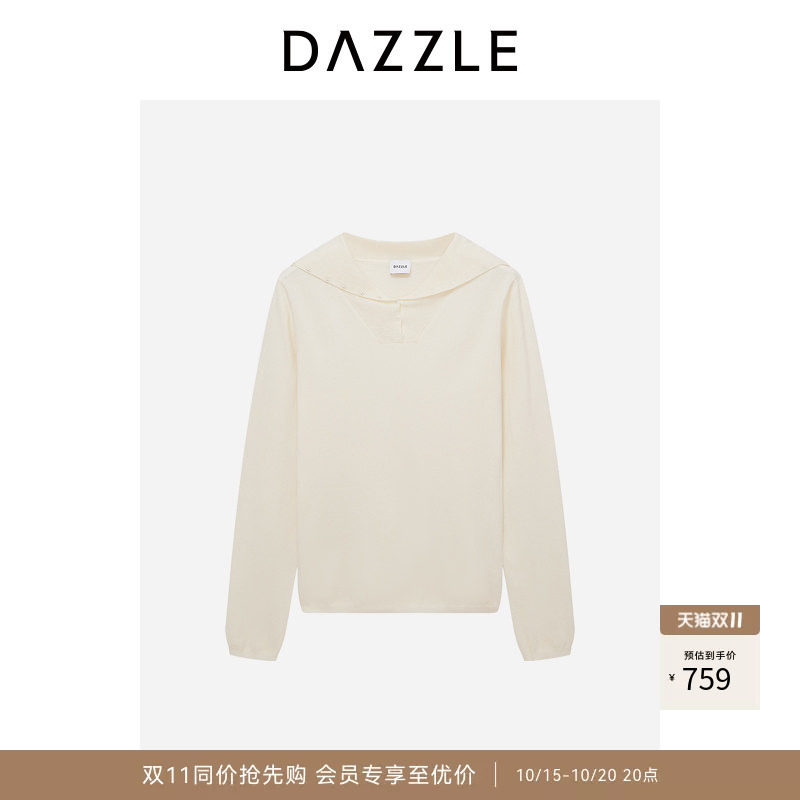 DAZZLE 地素奥莱毛衣女冬季白色羊毛羊绒混纺套头小上衣针织衫