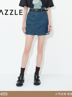 DAZZLE 地素奥莱半身裙2025年春季蓝色牛仔半裙