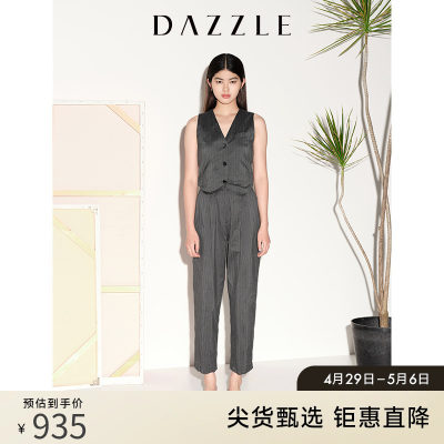 DAZZLE地素奥莱 春夏简约通勤气质假两件无袖背心式连体裤女