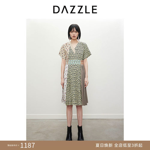 DAZZLE地素拼接花布连衣裙