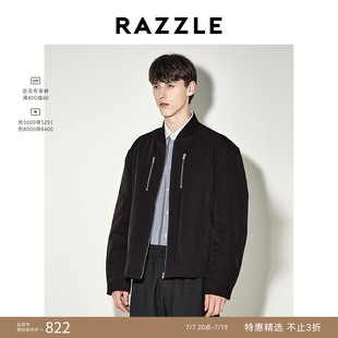 RAZZLE 地素奥莱男装短棉服冬季黑色拉链装饰外套