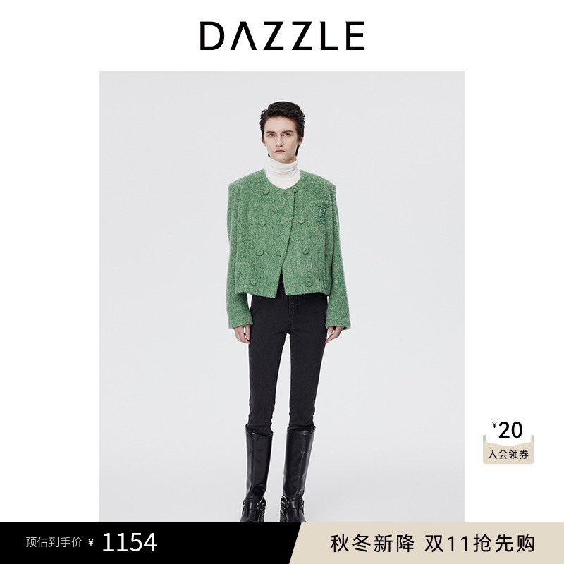 羊毛混纺 立体刺绣 优雅率性