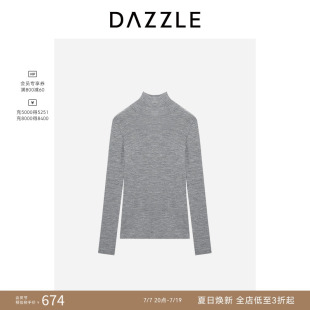 DAZZLE 地素奥莱毛衣女浅灰色针织高领打底衫