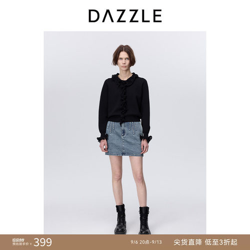 DAZZLE地素牛仔做旧水洗短裙