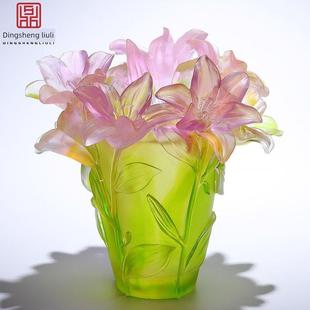 一博高端釉面百合花瓶装饰品客厅插花搬迁乔迁礼品客厅办公室装饰