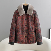 海宁真皮羽绒服女2025冬新款 保暖中老年妈妈绵羊皮羽绒外套短款