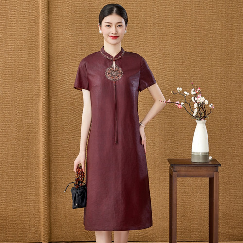 重磅真丝香云纱旗袍连衣裙婚宴