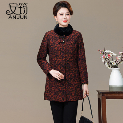 安筠高端羽绒服中长款老年妈妈装
