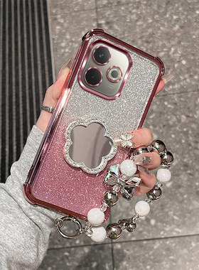 适用oppoA5活力版手机壳0pp0支架oppa闪卡opop四角防摔PKV110硬壳OPPO全包边PKP110保护套opa潮花朵镜子/化妆