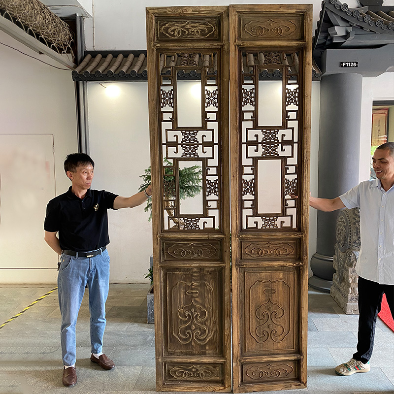 东阳木雕中式仿古做旧隔断屏风实木镂空雕刻复古门窗背景墙可定制