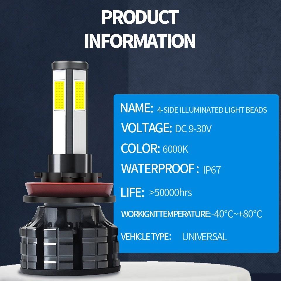 爆款K9汽车LED大灯四面发光led车灯H4 9005 9004高亮聚光改装配件