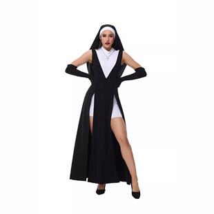 亚马逊万圣节新款修女cos服圣威达恐怖修女服牧师cosplay演出服装