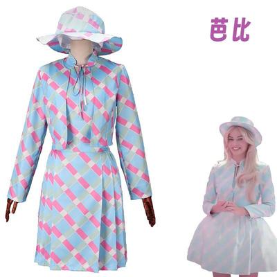 影视真人版芭比系列cos服德兰西粉色连衣裙沙滩服扮演服装全套