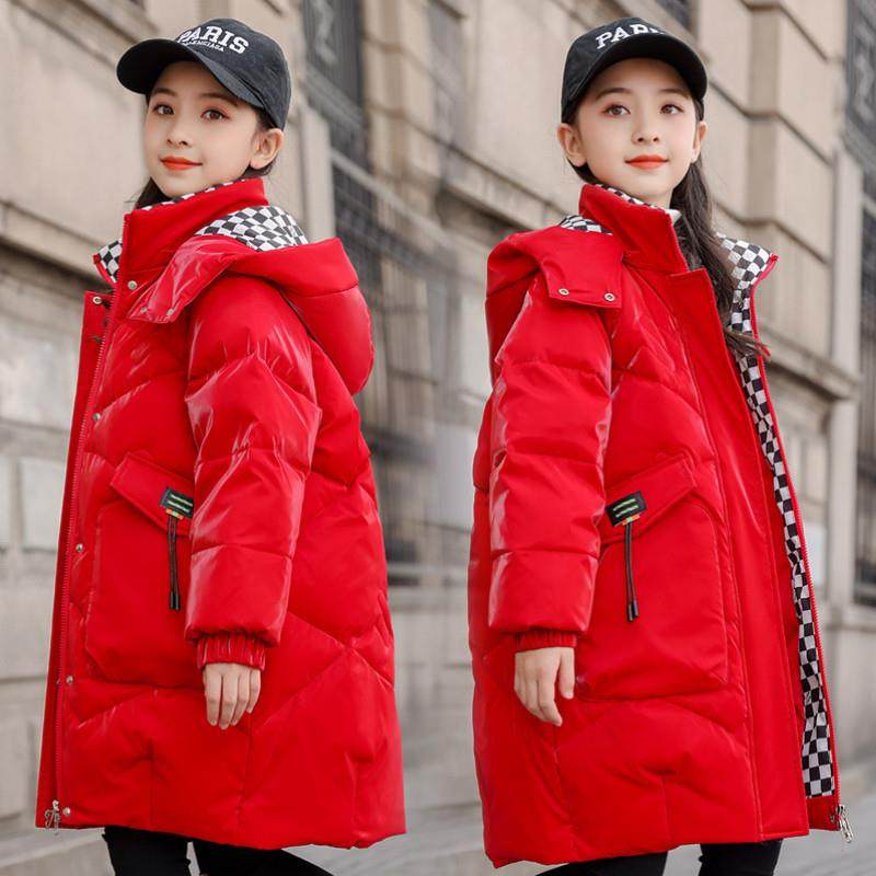 2025新款免洗儿童羽绒服女童中大童中长款韩版女孩加厚大童外套冬