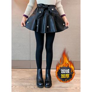 冬季2025新套裤假两件套女孩的天鹅绒加厚裤子儿童的时尚女孩的打