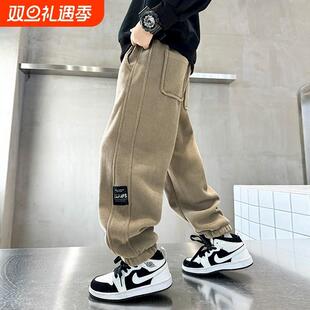 男童裤子2025秋冬新款儿童运动休闲裤加绒加厚中大童男孩束脚长裤