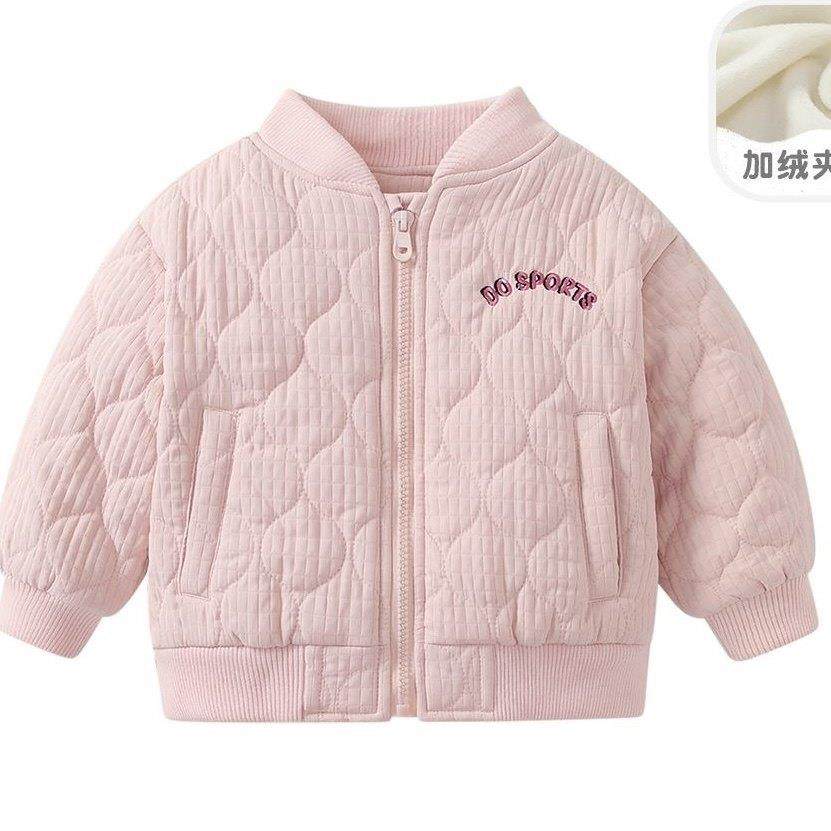 女童棒球棉服外套冬装洋气加绒夹棉儿童保暖洋气棉衣宝宝棉袄冬季